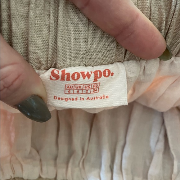 BNWT linen/cotton peachy/beige lined maxi skirt with lace detailing size 2 - Picture 2 of 3